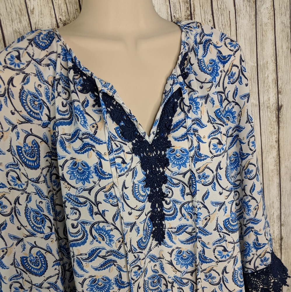 Daniel Rainn Crochet Trim Tunic Sz M - Picture 2 of 8